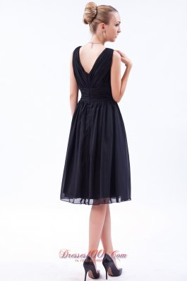 Soft Chiffon Bridesmaid Dress V-neck Knee-length