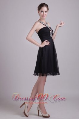 Straps Keyhole Opening Short Chiffon Beading Cocktail Dress