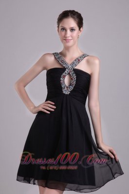 Straps Keyhole Opening Short Chiffon Beading Cocktail Dress