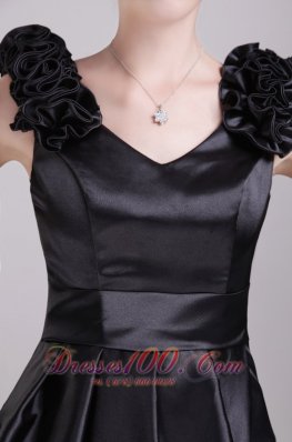 Bud Skirt Floral V-neck Mini-length Satin Prom Gown