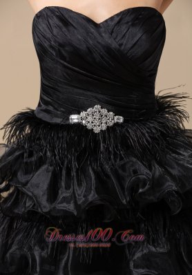 Ruffles Knee-length Organza A-line Little Black Dress