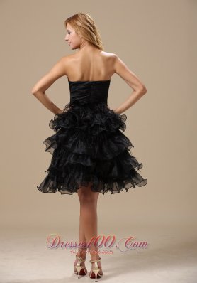 Ruffles Knee-length Organza A-line Little Black Dress