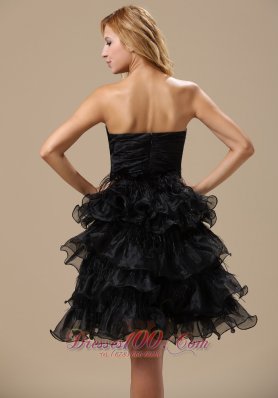 Ruffles Knee-length Organza A-line Little Black Dress