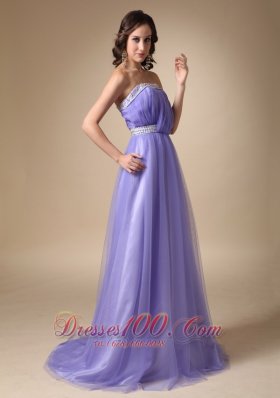 Lilac Strapless Taffeta and Tulle Prom Graduation Dress