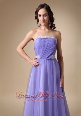 Lilac Strapless Taffeta and Tulle Prom Graduation Dress