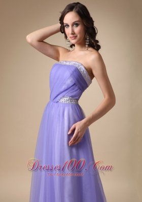 Lilac Strapless Taffeta and Tulle Prom Graduation Dress