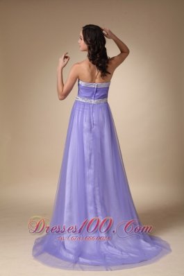 Lilac Strapless Taffeta and Tulle Prom Graduation Dress