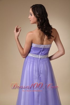 Lilac Strapless Taffeta and Tulle Prom Graduation Dress