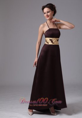 Brown Spaghetti Straps Satin Mother Dress On Sale