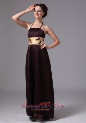 Brown Spaghetti Straps Satin Mother Dress On Sale