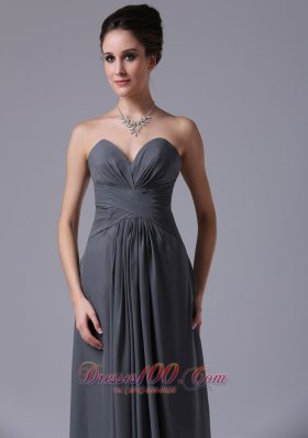 Grey Sweetheart Bridesmaid Dress Chiffon Ankle-length