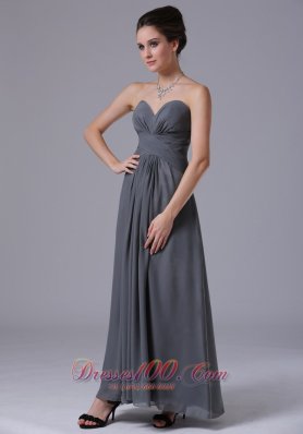 Grey Sweetheart Bridesmaid Dress Chiffon Ankle-length