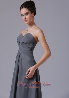 Grey Sweetheart Bridesmaid Dress Chiffon Ankle-length