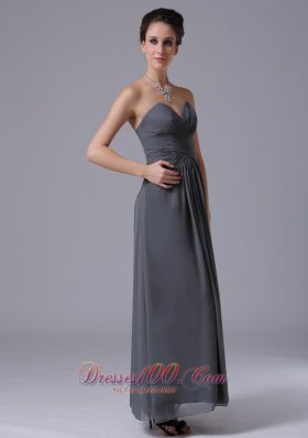 Grey Sweetheart Bridesmaid Dress Chiffon Ankle-length