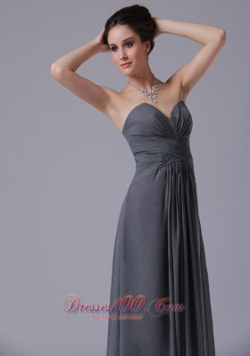 Grey Sweetheart Bridesmaid Dress Chiffon Ankle-length