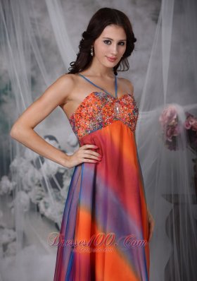 Colorful Prom Celebrity Gown Empire Straps Chiffon Beading