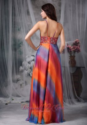 Colorful Prom Celebrity Gown Empire Straps Chiffon Beading