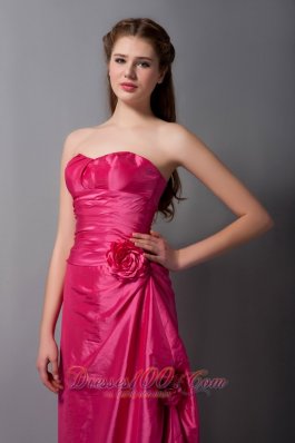 Hot Pink Sweetheart Bridesmaid Dress Floor-length Taffeta