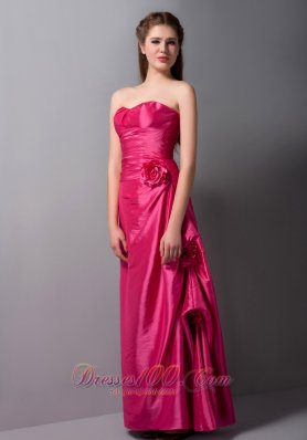 Hot Pink Sweetheart Bridesmaid Dress Floor-length Taffeta