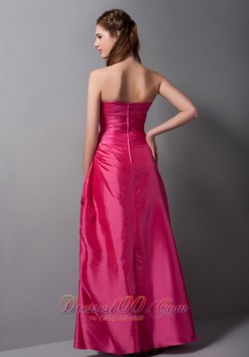 Hot Pink Sweetheart Bridesmaid Dress Floor-length Taffeta