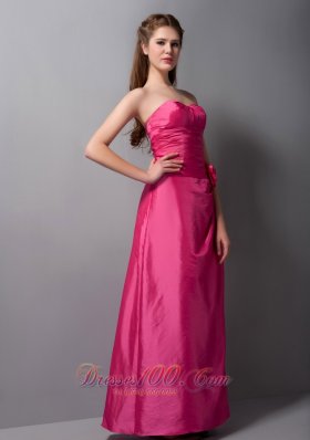 Hot Pink Sweetheart Bridesmaid Dress Floor-length Taffeta