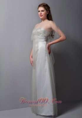 Gray A-line Strapless Bridesmaid Dress Tulle and Taffeta