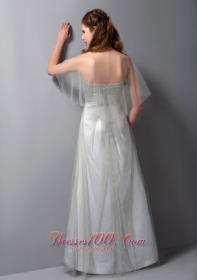 Gray A-line Strapless Bridesmaid Dress Tulle and Taffeta