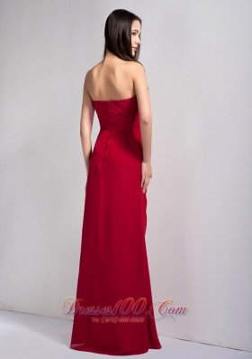 Wine Red Prom Dress Strapless Chiffon Beaded Appliques