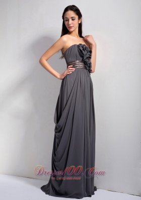 Dark Grey Homecoming Dress Strapless Chiffon On Sale