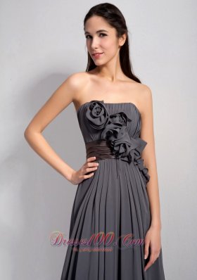 Dark Grey Homecoming Dress Strapless Chiffon On Sale