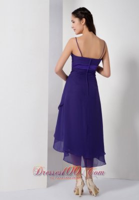 Purple Brideamaid Dress Spaghetti Straps High-low Chiffon