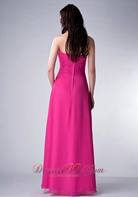 Hot Pink Empire Square Bridesmaid Dress Chiffon Ruch