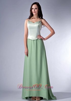 Apple Green Cloumn Spaghetti Straps Bridesmaid Dress Chiffon