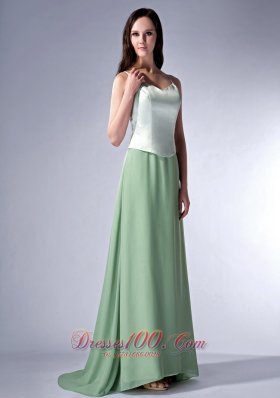 Apple Green Cloumn Spaghetti Straps Bridesmaid Dress Chiffon