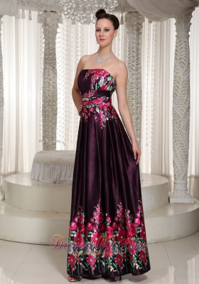 Printing Prom Celebrity Gown Strapless Neckline Ankle Length