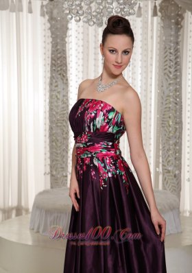 Printing Prom Celebrity Gown Strapless Neckline Ankle Length