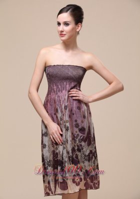 Colorful Bridesmaid Dress Strapless Knee-length Printing