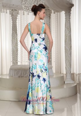 Colorful Beaded Long V-neck Prom Evening Dresses 2013