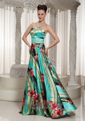 Colorful Printing Sweetheart A-line Prom Celebrity Dress