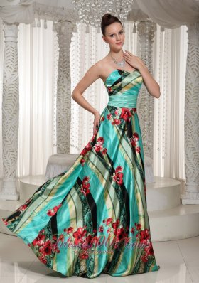 Colorful Printing Sweetheart A-line Prom Celebrity Dress