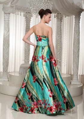 Colorful Printing Sweetheart A-line Prom Celebrity Dress