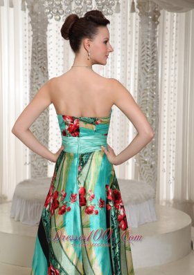 Colorful Printing Sweetheart A-line Prom Celebrity Dress