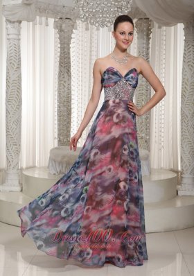 Prom Celebrity Dress Beaded Floor-length Printing On Sale