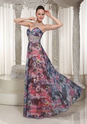 Prom Celebrity Dress Beaded Floor-length Printing On Sale