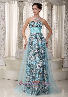 Lastest Sweetheart Print and Tulle Ruched Maxi Dress