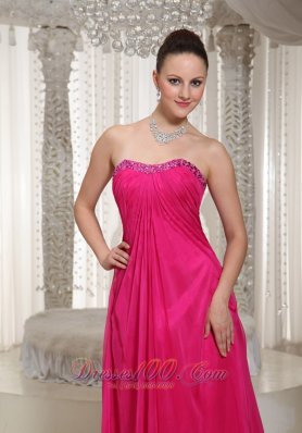 Hot Pink Vintage Homecoming Maxi Dress Strapless Beading