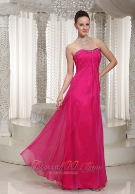 Hot Pink Vintage Homecoming Maxi Dress Strapless Beading