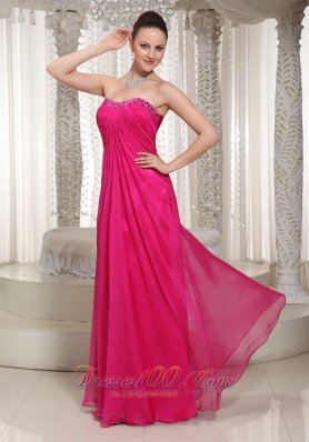 Hot Pink Vintage Homecoming Maxi Dress Strapless Beading