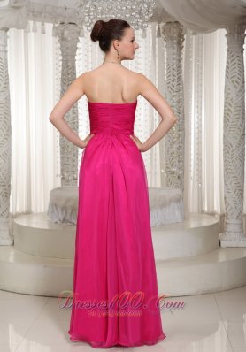 Hot Pink Vintage Homecoming Maxi Dress Strapless Beading