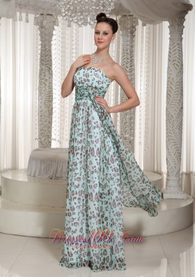 Multi-color Empire Leopard Strapless Prom Dress